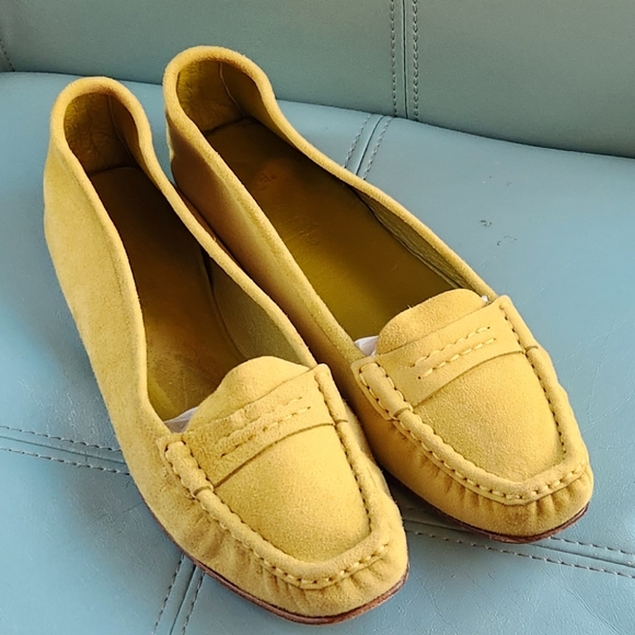 LORO PIANA Celery Chartruese Suede Leather Italy  Ballet Flats Loafers 39 8.5N - Picture 9 of 16